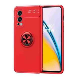 For OnePlus Nord 2 5G Metal Ring Holder 360 Degree Rotating TPU Case(Red)