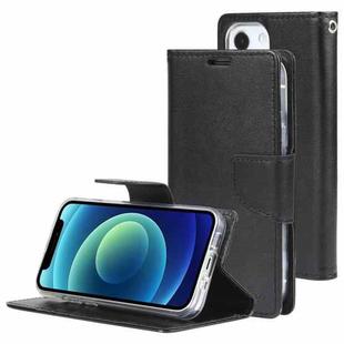 GOOSPERY Bravo Diary Crazy Horse Texture Horizontal Flip Leather Case with Bracket & Card Slot & Wallet For iPhone 13 mini(Black)