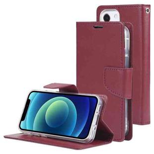 GOOSPERY Bravo Diary Crazy Horse Texture Horizontal Flip Leather Case with Bracket & Card Slot & Wallet For iPhone 13 mini(Wine Red)