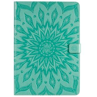 For iPad 10.2 / Pro 10.5 / Air 2019 Pressed Printing Sun Flower Pattern Horizontal Flip Leather Case with Holder & Card Slots & Wallet(Green)