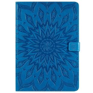 For iPad 10.2 / Pro 10.5 / Air 2019 Pressed Printing Sun Flower Pattern Horizontal Flip Leather Case with Holder & Card Slots & Wallet(Blue)