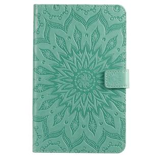 For Galaxy Tab A 8.0 & S Pen (2019) Pressed Printing Sun Flower Pattern Horizontal Flip Leather Case with Holder & Card Slots & Wallet(Green)