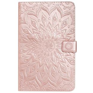 For Galaxy Tab A 8.0 & S Pen (2019) Pressed Printing Sun Flower Pattern Horizontal Flip Leather Case with Holder & Card Slots & Wallet(Rose Gold)
