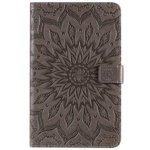 For Galaxy Tab A 8.0 & S Pen (2019) Pressed Printing Sun Flower Pattern Horizontal Flip Leather Case with Holder & Card Slots & Wallet(Grey)