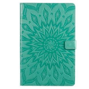 For Galaxy Tab S5e Pressed Printing Sun Flower Pattern Horizontal Flip Leather Case with Holder & Card Slots & Wallet(Green)