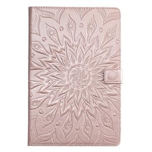 For Galaxy Tab S5e Pressed Printing Sun Flower Pattern Horizontal Flip Leather Case with Holder & Card Slots & Wallet(Rose Gold)