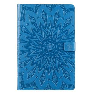 For Galaxy Tab S5e Pressed Printing Sun Flower Pattern Horizontal Flip Leather Case with Holder & Card Slots & Wallet(Blue)
