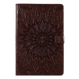 For Galaxy Tab S5e Pressed Printing Sun Flower Pattern Horizontal Flip Leather Case with Holder & Card Slots & Wallet(Brown)