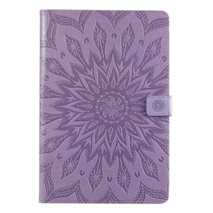 For Galaxy Tab S5e Pressed Printing Sun Flower Pattern Horizontal Flip Leather Case with Holder & Card Slots & Wallet(Purple)