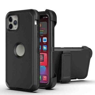 For iPhone 11 Robot Shockproof Silicone + PC Protective Case with Back Clip Holder (Black Black)