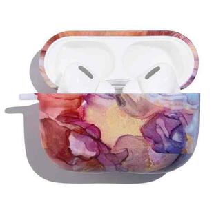 Marble Anti-fall Wireless Earphone PC Protective Case For AirPods Pro(Purple Blue)