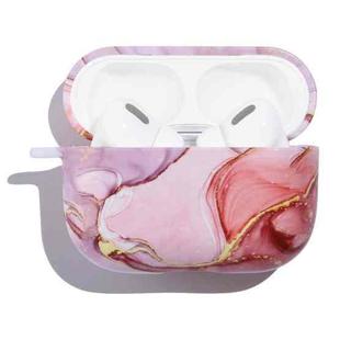 Marble Anti-fall Wireless Earphone PC Protective Case For AirPods Pro(Purple Pink)