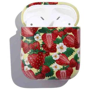 Fruit Pattern Anti-fall Wireless Earphone PC Protective Case For AirPods 1/2(Strawberry)