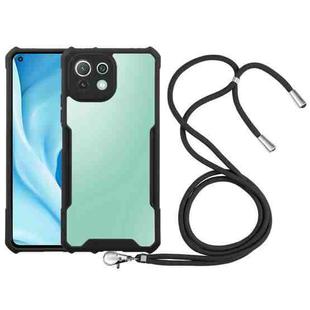 For Xiaomi Mi 11 Lite Acrylic + Color TPU Shockproof Case with Neck Lanyard(Black)