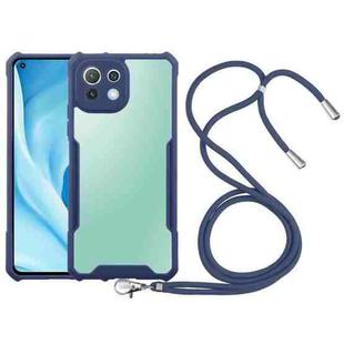For Xiaomi Mi 11 Lite Acrylic + Color TPU Shockproof Case with Neck Lanyard(Dark Blue)