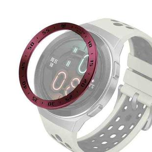 For Huawei Watch GT2e Smart Watch Stainless Steel Bezel Ring, Style:A Version Time(Wine Red Ring Black Lettering)