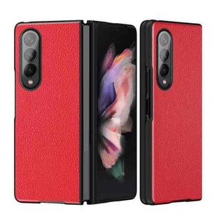 For Samsung Galaxy Z Fold3 5G Litchi Pattern Foldable Protective Case(Red)