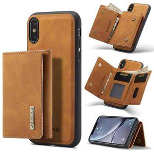 DG.MING M1 Series 3-Fold Multi Card Wallet  Back Cover Shockproof Case with Holder Function For iPhone X(Brown)