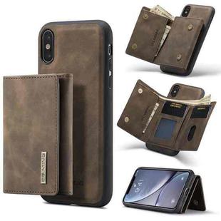DG.MING M1 Series 3-Fold Multi Card Wallet  Back Cover Shockproof Case with Holder Function For iPhone XS Max(Coffee)