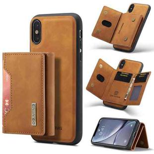 DG.MING M2 Series 3-Fold Multi Card Bag Back Cover Shockproof Case with Wallet & Holder Function For iPhone XS Max(Brown)