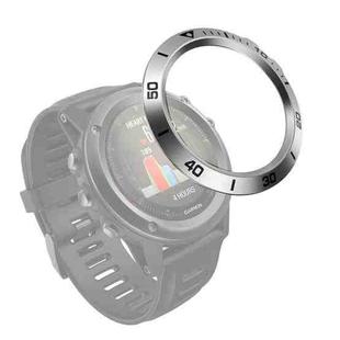 For Garmin Fenix 3/3 HR Smart Watch Steel Bezel Ring, A Version(Silver Ring Black Letter)