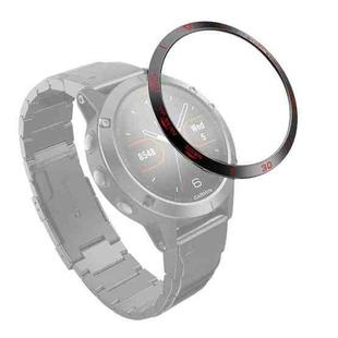 For Garmin Fenix 5 Smart Watch Steel Bezel Ring, A Version(Black Ring Red Letter)