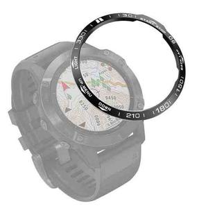 For Garmin Fenix 6X/6X Pro/6X Sapphire Smart Watch Steel Bezel Ring, A Version(Black Ring White Letter)