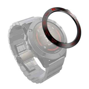 For Garmin Fenix 5X/5X Plus Smart Watch Steel Bezel Ring, B Version(Black Ring Red Letter)