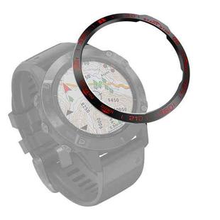 For Garmin Fenix 6/6 Pro/ 6 Sapphire Smart Watch Steel Bezel Ring, B Version(Black Ring Red Letter)