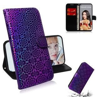 For Huawei Nova 5i Pro/Mate 30 Lite Solid Color Colorful Magnetic Buckle Horizontal Flip PU Leather Case with Holder & Card Slots & Wallet & Lanyard(Purple)