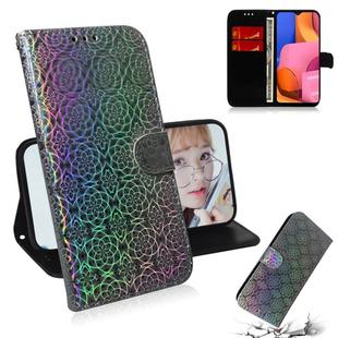 For Galaxy A20S Solid Color Colorful Magnetic Buckle Horizontal Flip PU Leather Case with Holder & Card Slots & Wallet & Lanyard(Silver)