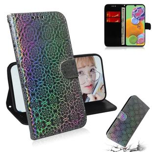 For Galaxy A90 5G Solid Color Colorful Magnetic Buckle Horizontal Flip PU Leather Case with Holder & Card Slots & Wallet & Lanyard(Silver)