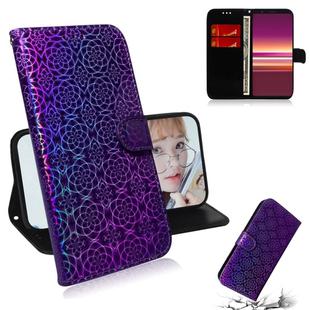 For Sony Xperia 5 Solid Color Colorful Magnetic Buckle Horizontal Flip PU Leather Case with Holder & Card Slots & Wallet & Lanyard(Purple)