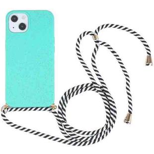 For iPhone 13 Wheat Straw Material + TPU Shockproof Case with Neck Lanyard(Green)