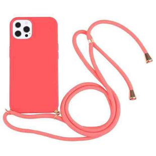 For iPhone 13 Pro Max Wheat Straw Material + TPU Shockproof Case with Neck Lanyard (Red)