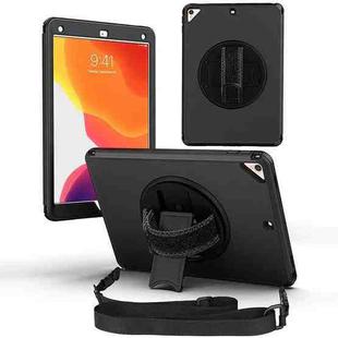 360 Degree Rotation Turntable Robot Shockproof TPU + PC Protective Case with Holder & Hand Grip Strap & Shoulder Strap For iPad Pro 10.5(Black Black)