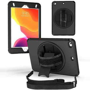 For iPad mini 6 360 Degree Rotation Turntable Robot Shockproof TPU + PC Protective Tablet Case with Holder & Hand Grip Strap & Shoulder Strap(Black Black)