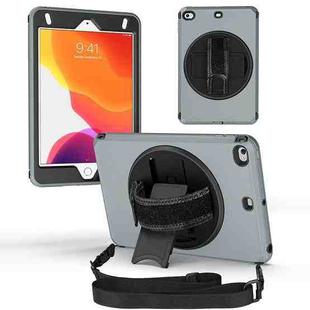 For iPad mini 6 360 Degree Rotation Turntable Robot Shockproof TPU + PC Protective Tablet Case with Holder & Hand Grip Strap & Shoulder Strap(Grey Black)