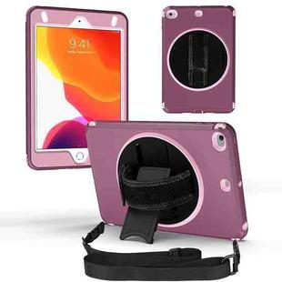 For iPad mini 6 360 Degree Rotation Turntable Robot Shockproof TPU + PC Protective Tablet Case with Holder & Hand Grip Strap & Shoulder Strap(Purple+Light Purple)