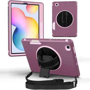 For Samsung Galaxy Tab S6 Lite 360 Degree Rotation Turntable Robot Shockproof TPU + PC Protective Tablet Case with Holder & Hand Grip Strap & Shoulder Strap(Purple+Light Purple)