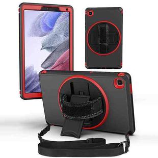 360 Degree Rotation Turntable Robot Shockproof TPU + PC Protective Case with Holder & Hand Grip Strap & Shoulder Strap For Samsung Galaxy Tab A7 Lite(Black Red)