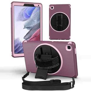 360 Degree Rotation Turntable Robot Shockproof TPU + PC Protective Case with Holder & Hand Grip Strap & Shoulder Strap For Samsung Galaxy Tab A7 Lite(Purple+Light Purple)