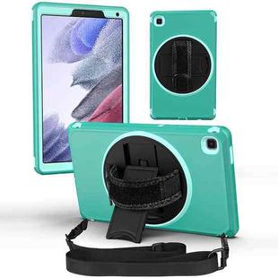 360 Degree Rotation Turntable Robot Shockproof TPU + PC Protective Case with Holder & Hand Grip Strap & Shoulder Strap For Samsung Galaxy Tab A7 Lite(Light Blue+Sky Blue)