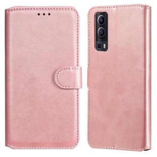 Classic Calf Texture PU + TPU Horizontal Flip Leather Case with Holder & Card Slots & Wallet For vivo Y72 5G(Rose Gold)