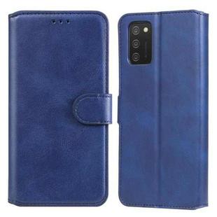 For Samsung Galaxy A03s 166mm Classic Calf Texture PU + TPU Horizontal Flip Leather Case with Holder & Card Slots & Wallet(Blue)