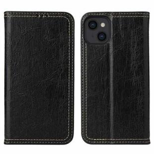 For iPhone 13 Fierre Shann Retro Tree Bark Texture PU Magnetic Horizontal Flip Leather Case with Holder & Card Slots & Wallet(Black)