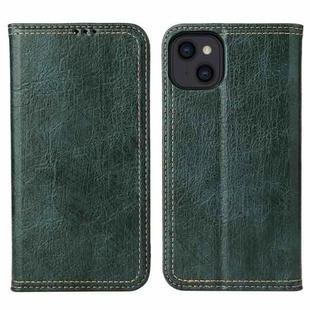 For iPhone 13 Fierre Shann Retro Tree Bark Texture PU Magnetic Horizontal Flip Leather Case with Holder & Card Slots & Wallet(Green)