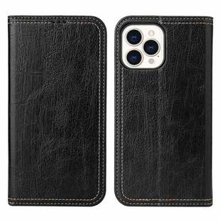 For iPhone 13 Pro Fierre Shann Retro Tree Bark Texture PU Magnetic Horizontal Flip Leather Case with Holder & Card Slots & Wallet (Black)