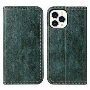 For iPhone 13 Pro Max Fierre Shann Retro Tree Bark Texture PU Magnetic Horizontal Flip Leather Case with Holder & Card Slots & Wallet (Green)