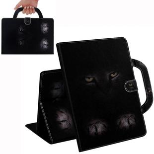 For iPad 10.2 / 10.5 / Air 2019 3D Colored Drawing Horizontal Flip Leather Case with Holder & Card Slot & Wallet & Handle(Mysterious Cat)